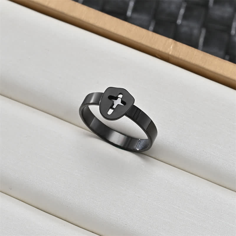 Christianartworkshop Ring mit heiligem Porträt und Kreuzmedaillon: Symbol sanften himmlischen Schutzes - Kreuz C - US 12 - image 3