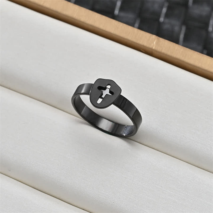 Christianartworkshop Ring mit heiligem Porträt und Kreuzmedaillon: Symbol sanften himmlischen Schutzes - Kreuz C - US 12 - image 3