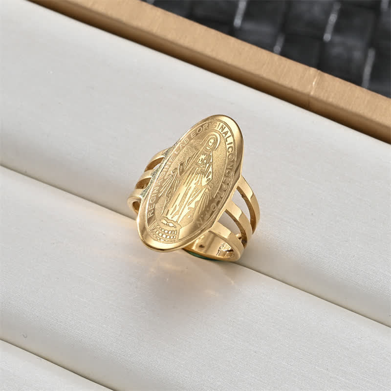 Christianartworkshop Ring mit heiligem Porträt und Kreuzmedaillon: Symbol sanften himmlischen Schutzes - Unsere Liebe Frau B - US 12 - image 5