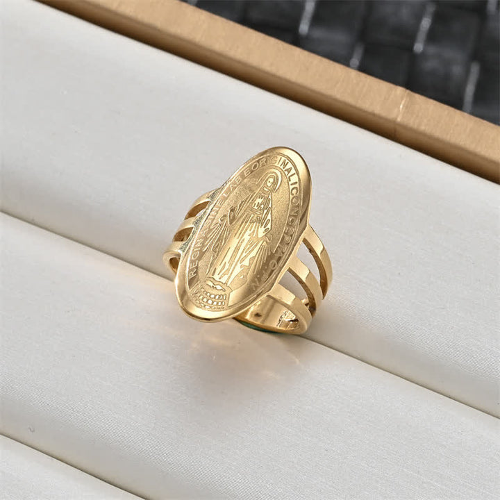 Christianartworkshop Ring mit heiligem Porträt und Kreuzmedaillon: Symbol sanften himmlischen Schutzes - Unsere Liebe Frau B - US 12 - image 5