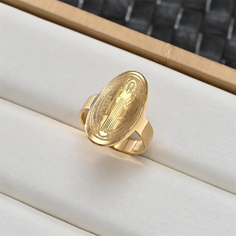 Christianartworkshop Ring mit heiligem Porträt und Kreuzmedaillon: Symbol sanften himmlischen Schutzes - Unsere Liebe Frau A - US 12 - image 4