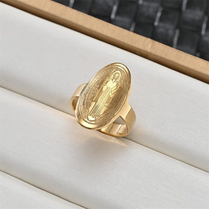 Christianartworkshop Ring mit heiligem Porträt und Kreuzmedaillon: Symbol sanften himmlischen Schutzes - Unsere Liebe Frau A - US 12 - image 4