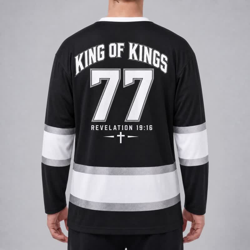 Christianartworkshop Jesus Is King Schwarzes Streetwear-Hockeytrikot - image 4