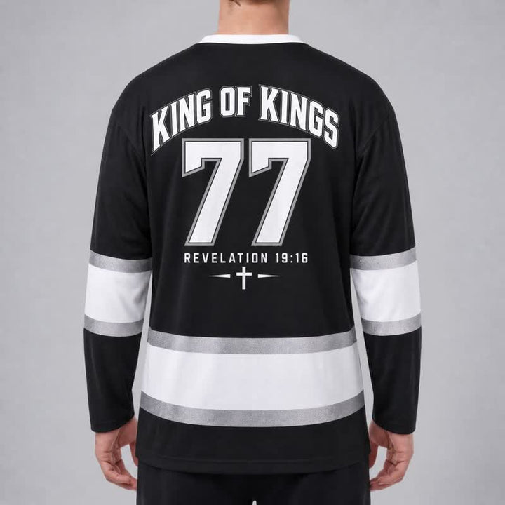 Christianartworkshop Jesus Is King Schwarzes Streetwear-Hockeytrikot - image 4