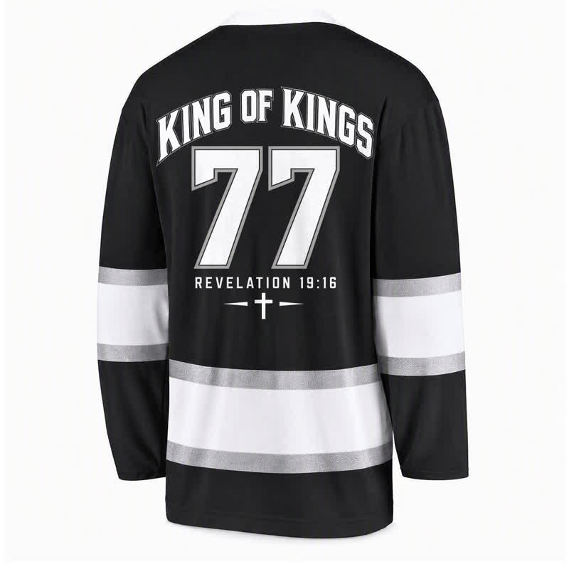 Christianartworkshop Jesus Is King Schwarzes Streetwear-Hockeytrikot - image 2