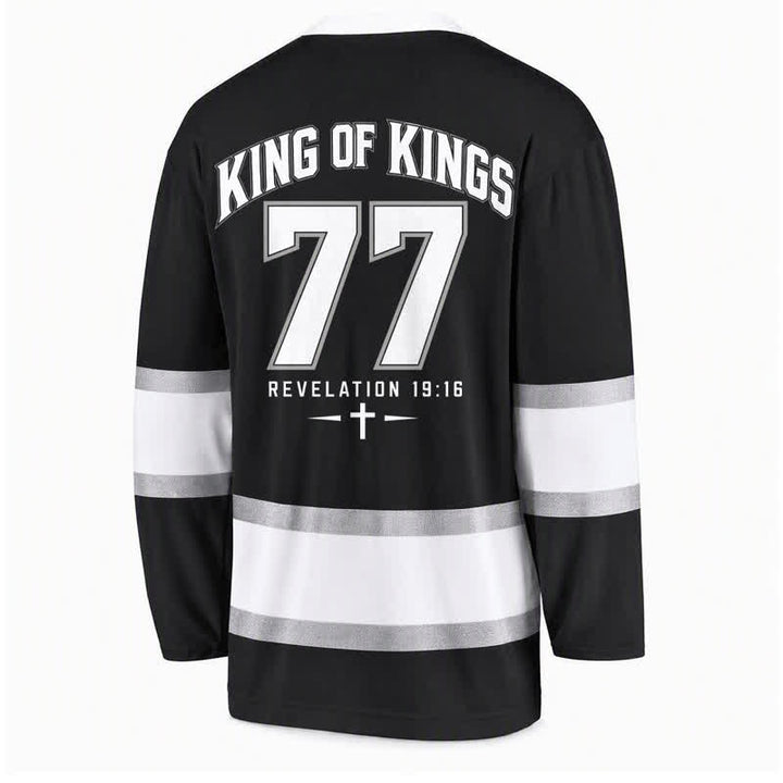 Christianartworkshop Jesus Is King Schwarzes Streetwear-Hockeytrikot - image 2
