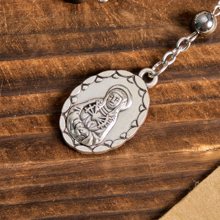 Christianartworkshop Rosenkranz-Set „Unsere Liebe Frau der Schmerzen“ aus Hämatit: Symbol des sanften himmlischen Segens - image 4