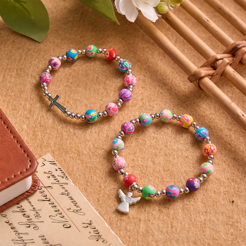 Christianartworkshop Armband mit Blumenmuster, Kreuz und Heiligem Geist: Träger sanften göttlichen Schutzes - image 0