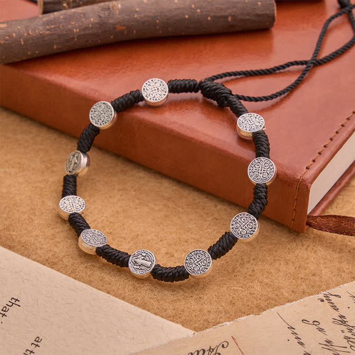 Christianartworkshop Armband mit Medaillon aus tiefschwarzer Kordel und St.-Benedikt-Legierung: Zeichen entschlossenen, heiligen Schutzes - image 6