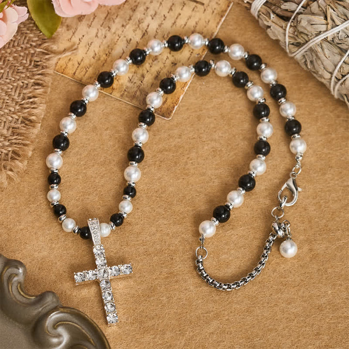 Christianartworkshop Polierte, funkelnde Perlenkette mit Kreuzanhänger: Zeichen beständiger himmlischer Führung - image 1