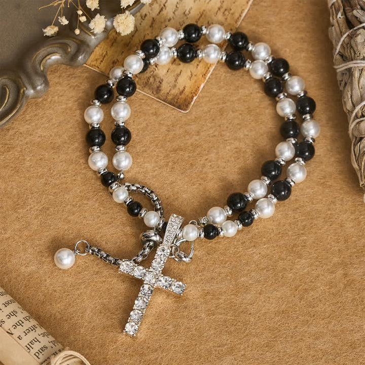 Christianartworkshop Polierte, funkelnde Perlenkette mit Kreuzanhänger: Zeichen beständiger himmlischer Führung - image 2