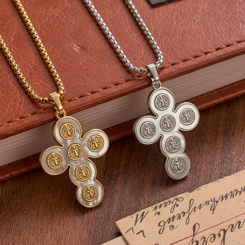 Christianartworkshop Vierfachkreuz-Kupferkette des heiligen Benedikt: Symbol des ewigen himmlischen Schutzes - image 0