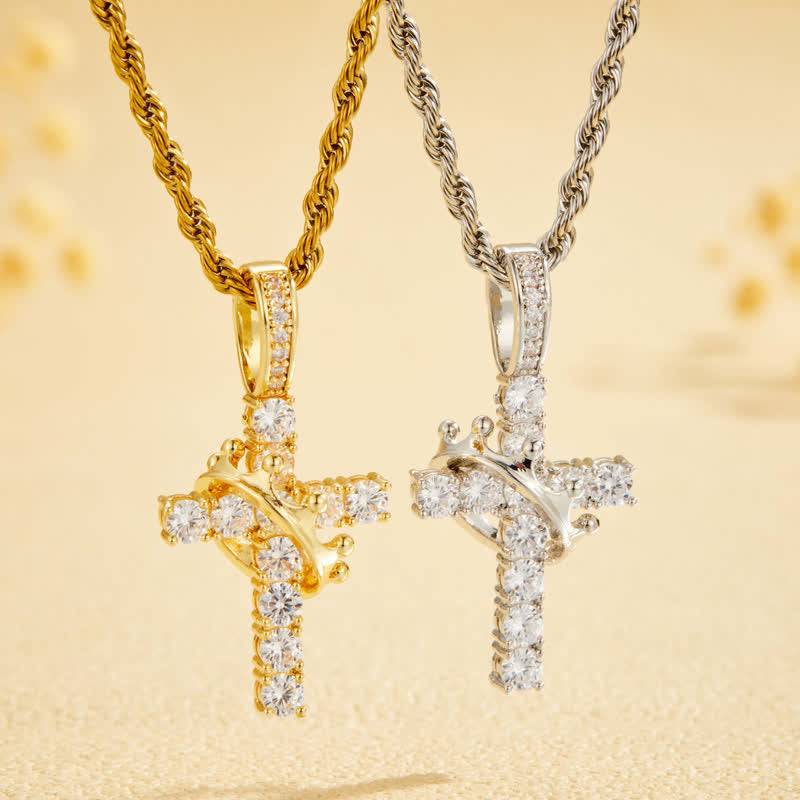 Christianartworkshop Vollständig gepflastertes, glänzendes Kreuz mit Kronenverzierung: Zauber strahlenden Himmelsglanzes - image 4