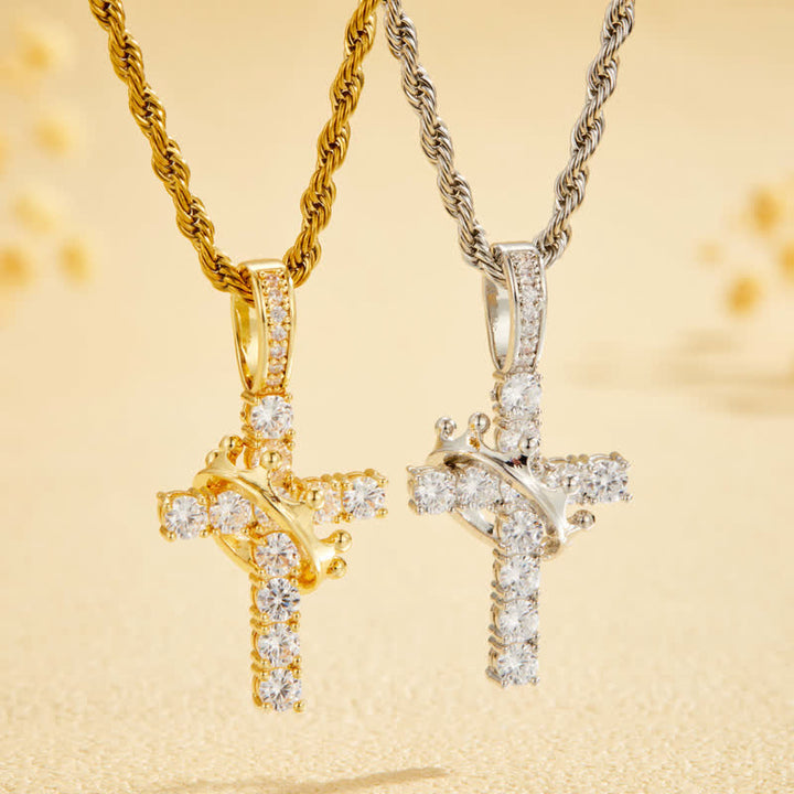 Christianartworkshop Vollständig gepflastertes, glänzendes Kreuz mit Kronenverzierung: Zauber strahlenden Himmelsglanzes - image 4