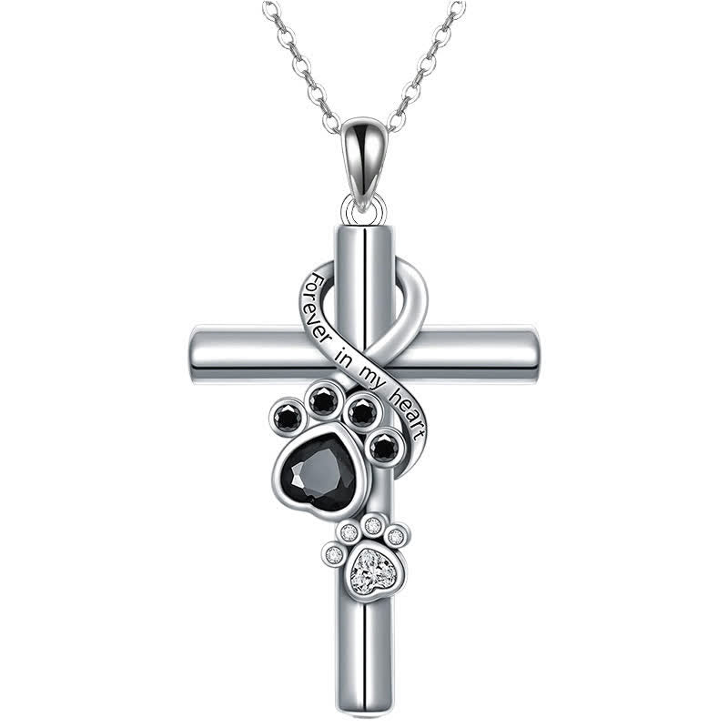Christianartworkshop Gedenkkette mit Pfotenabdruck-Kreuz aus Legierung: Symbol zärtlicher himmlischer Erinnerung - Kreuzen - image 0