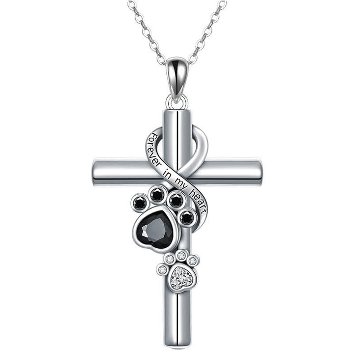 Christianartworkshop Gedenkkette mit Pfotenabdruck-Kreuz aus Legierung: Symbol zärtlicher himmlischer Erinnerung - Kreuzen - image 0