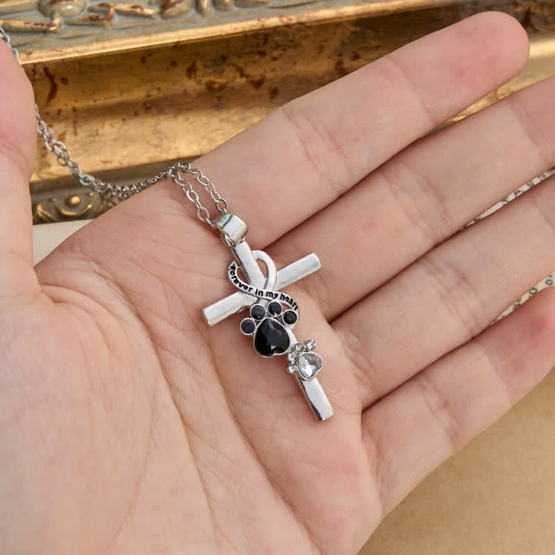 Christianartworkshop Gedenkkette mit Pfotenabdruck-Kreuz aus Legierung: Symbol zärtlicher himmlischer Erinnerung - image 2