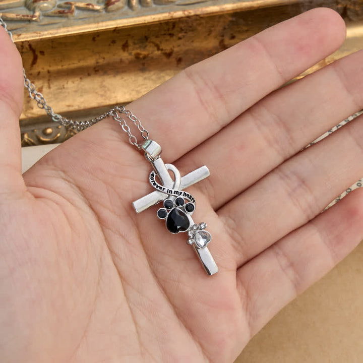 Christianartworkshop Gedenkkette mit Pfotenabdruck-Kreuz aus Legierung: Symbol zärtlicher himmlischer Erinnerung - image 2
