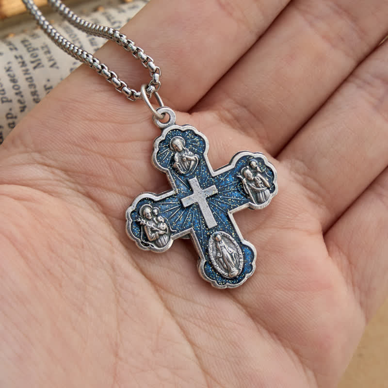 Christianartworkshop Halskette mit vier heiligen Porträtkreuzen: Symbol sanften himmlischen Schutzes - image 4