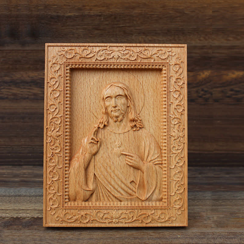 Christianartworkshop Aufwendig verzierte, aus Buchenholz geschnitzte Ikone der Muttergottes und Jesu: Zeichen sanften göttlichen Trostes - image 1