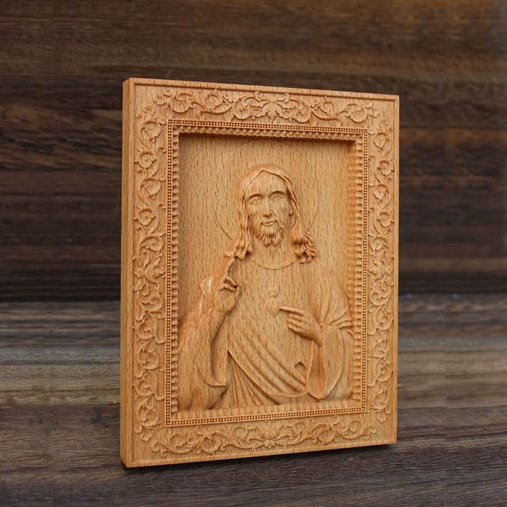 Christianartworkshop Aufwendig verzierte, aus Buchenholz geschnitzte Ikone der Muttergottes und Jesu: Zeichen sanften göttlichen Trostes - image 2