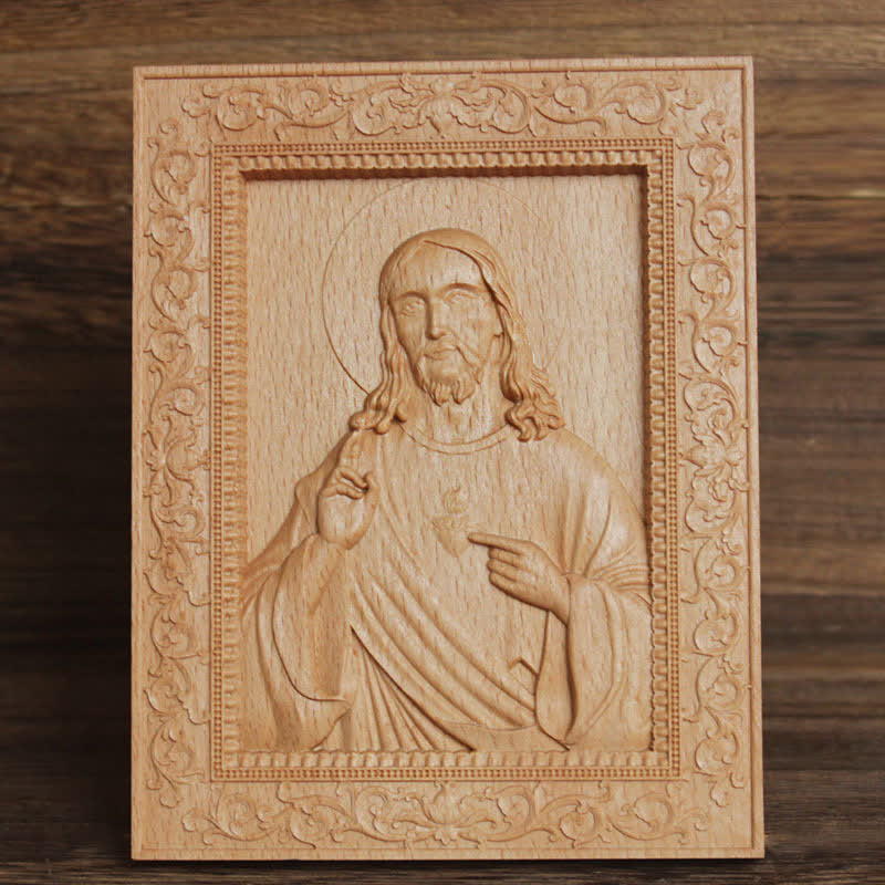 Christianartworkshop Aufwendig verzierte, aus Buchenholz geschnitzte Ikone der Muttergottes und Jesu: Zeichen sanften göttlichen Trostes - Jesus - image 0