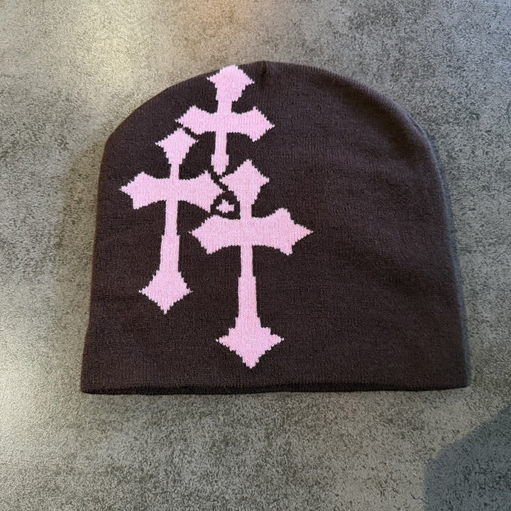 Christianartworkshop Dreifach gekreuzte Jacquard-Strickmütze: Symbol zeitloser himmlischer Gnade - Kaffee - image 11