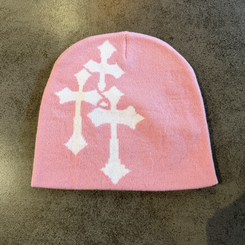 Christianartworkshop Dreifach gekreuzte Jacquard-Strickmütze: Symbol zeitloser himmlischer Gnade - Rosa - image 10