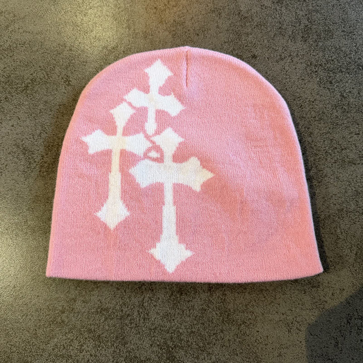 Christianartworkshop Dreifach gekreuzte Jacquard-Strickmütze: Symbol zeitloser himmlischer Gnade - Rosa - image 10