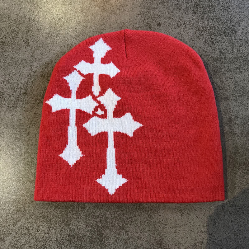 Christianartworkshop Dreifach gekreuzte Jacquard-Strickmütze: Symbol zeitloser himmlischer Gnade - Rot - image 8