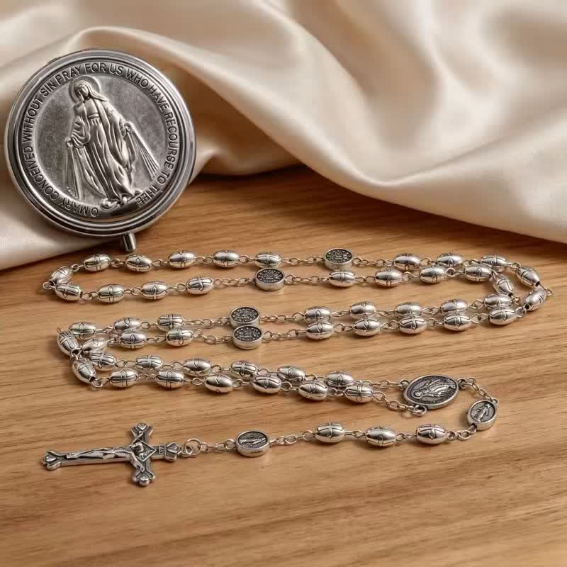 Christianartworkshop Rosenkranz aus geprägter Legierung mit Wundertätiger Medaille Unserer Lieben Frau und Heiligem Kruzifix - image 1