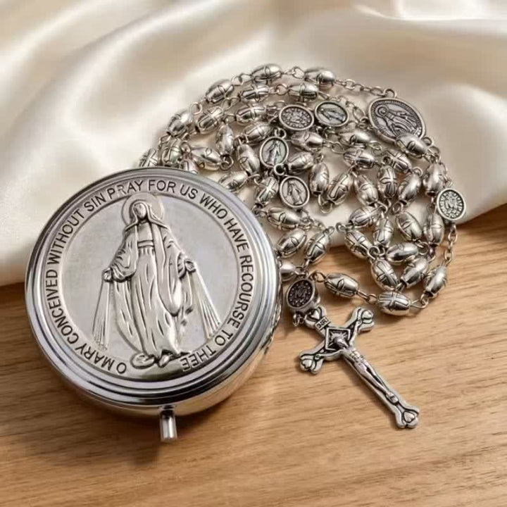 Christianartworkshop Rosenkranz aus geprägter Legierung mit Wundertätiger Medaille Unserer Lieben Frau und Heiligem Kruzifix - Unsere Liebe Frau und das Kruzifix - image 0
