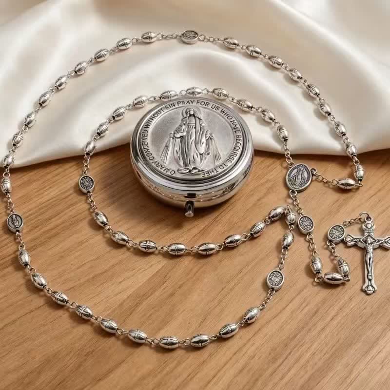 Christianartworkshop Rosenkranz aus geprägter Legierung mit Wundertätiger Medaille Unserer Lieben Frau und Heiligem Kruzifix - image 3