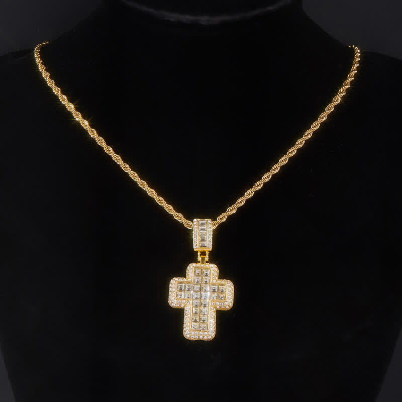 Christianartworkshop Halskette mit quadratischem Edelsteinblock-Kreuz: Zeichen himmlischer Stärke - Golden - Silber - image 7