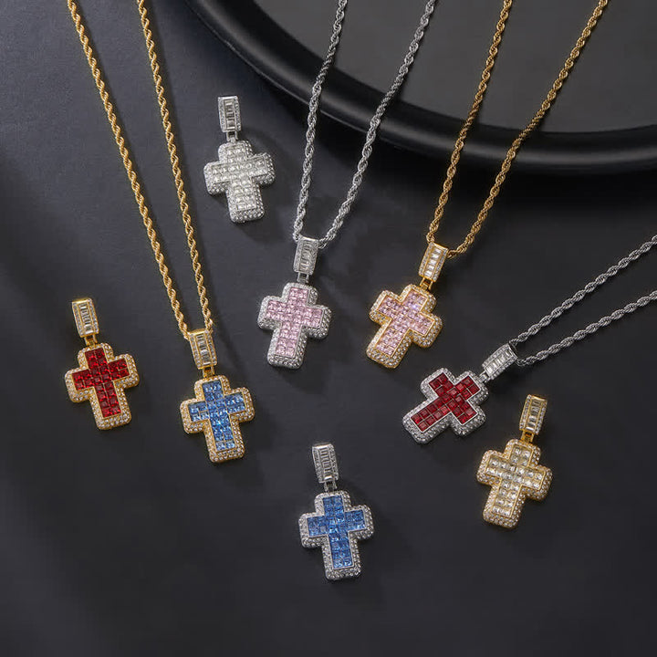 Christianartworkshop Halskette mit quadratischem Edelsteinblock-Kreuz: Zeichen himmlischer Stärke - image 1