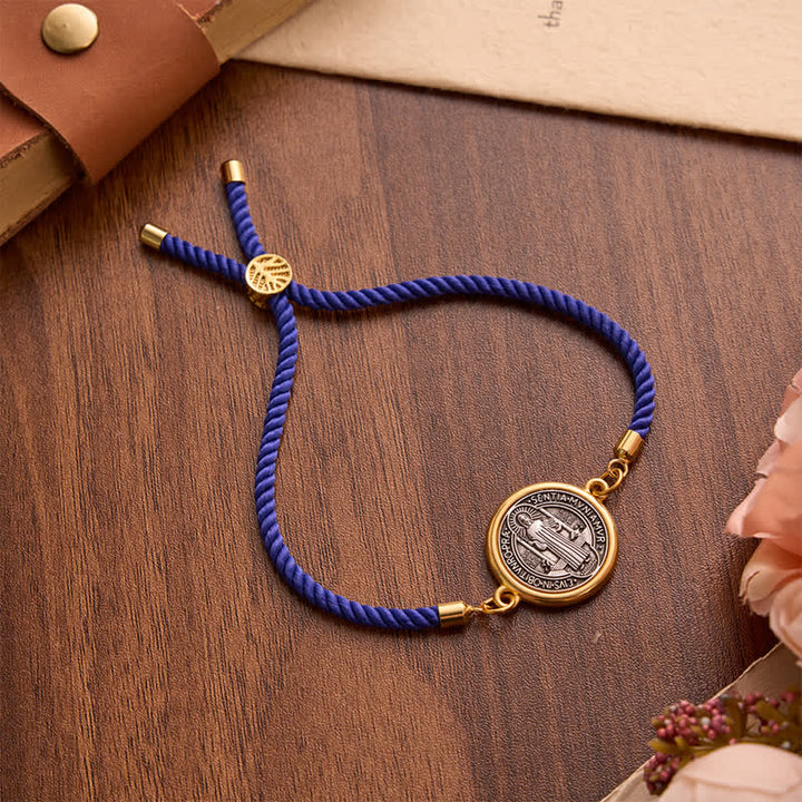 Christianartworkshop Verstellbares St.-Benedikt-Armband aus gewebter Kordel: Symbol des unerschütterlichen himmlischen Schutzes - Blau - image 9