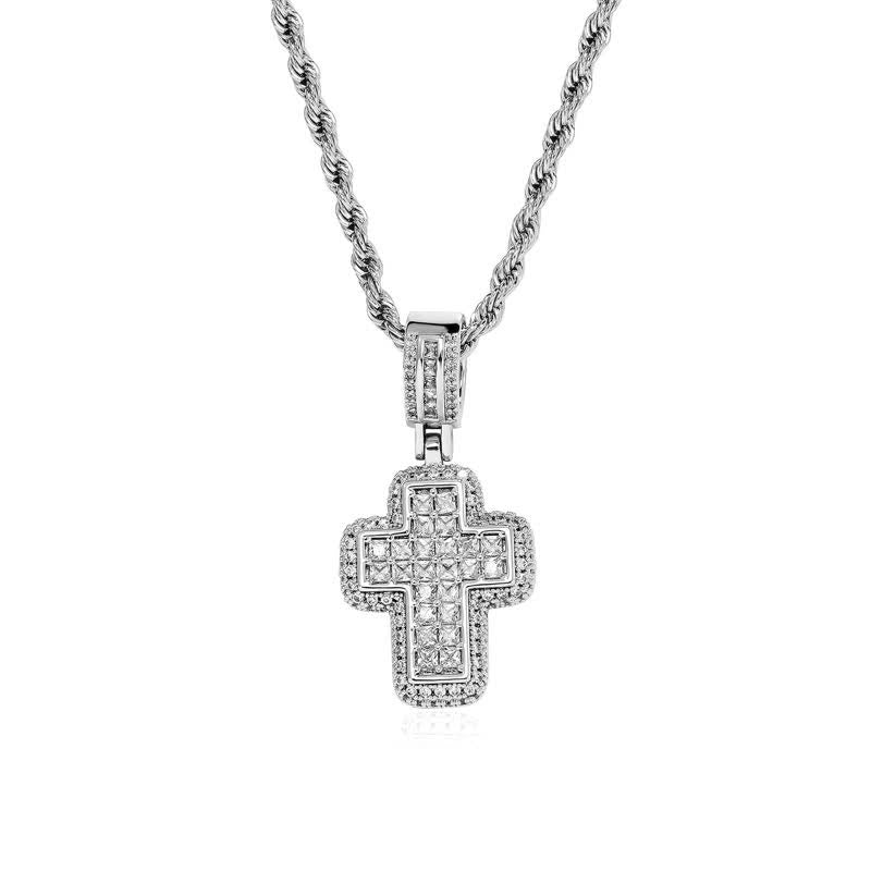 Christianartworkshop Halskette mit quadratischem Edelsteinblock-Kreuz: Zeichen himmlischer Stärke - Silber - Silber - image 6