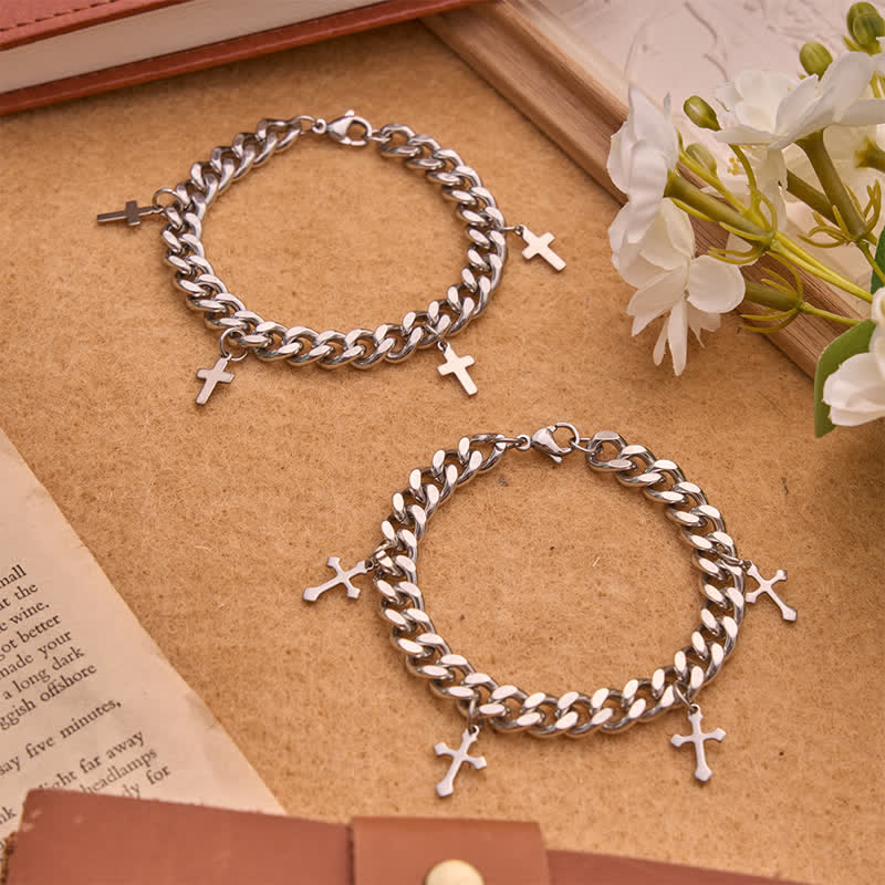 Christianartworkshop Glattes, massives kubanisches Mehrfachkreuz-Armband: Zeichen zeitloser himmlischer Güte - image 1