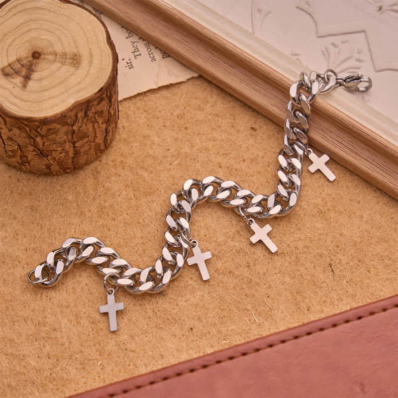 Christianartworkshop Glattes, massives kubanisches Mehrfachkreuz-Armband: Zeichen zeitloser himmlischer Güte - image 6