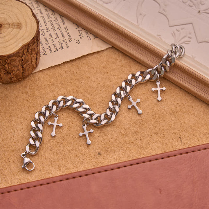 Christianartworkshop Glattes, massives kubanisches Mehrfachkreuz-Armband: Zeichen zeitloser himmlischer Güte - image 4