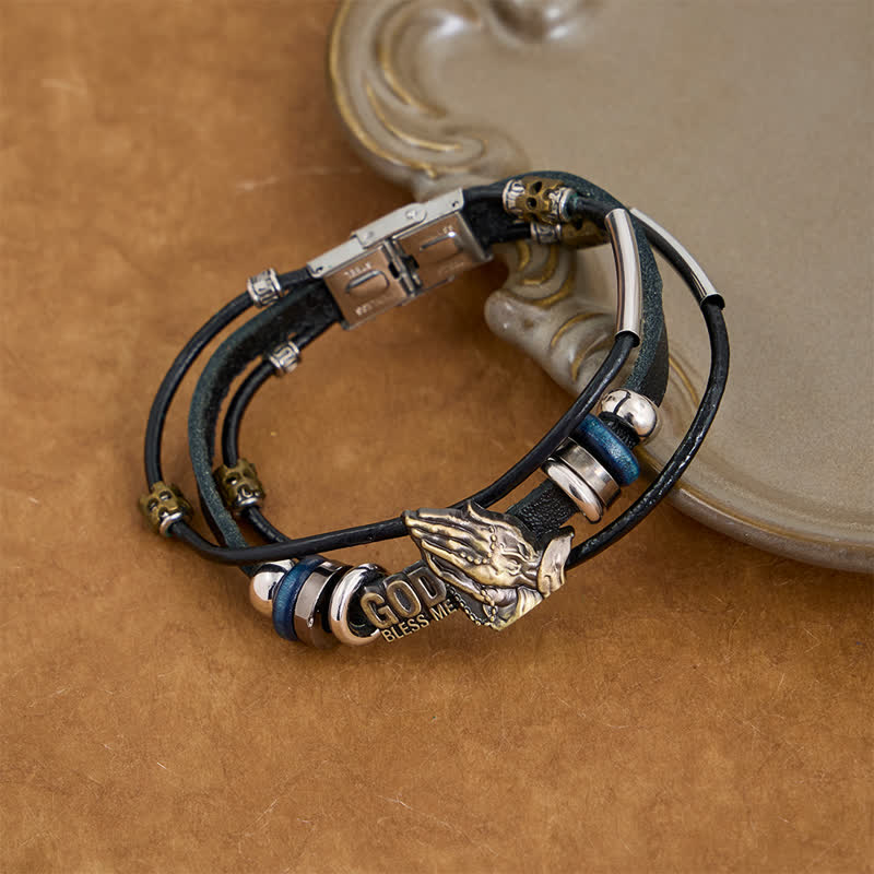 Christianartworkshop Graviertes Lederarmband mit der Aufschrift „Gott segne mich“: Zeichen beständiger himmlischer Gunst - image 4