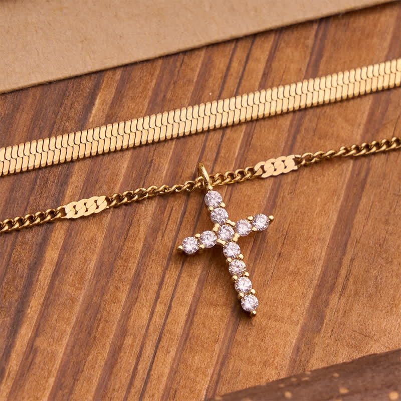 Christianartworkshop Elegantes, stapelbares Doppelketten-Kreuzarmband: Symbol stillen, göttlichen Trostes - image 4