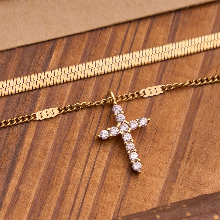Christianartworkshop Elegantes, stapelbares Doppelketten-Kreuzarmband: Symbol stillen, göttlichen Trostes - image 4