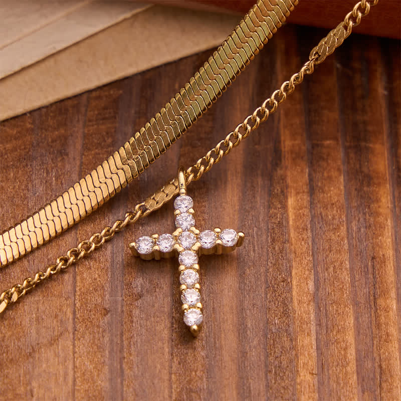 Christianartworkshop Elegantes, stapelbares Doppelketten-Kreuzarmband: Symbol stillen, göttlichen Trostes - image 5