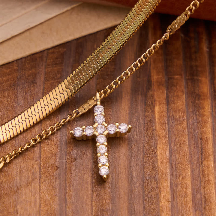Christianartworkshop Elegantes, stapelbares Doppelketten-Kreuzarmband: Symbol stillen, göttlichen Trostes - image 5