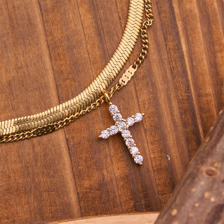 Christianartworkshop Elegantes, stapelbares Doppelketten-Kreuzarmband: Symbol stillen, göttlichen Trostes - image 6