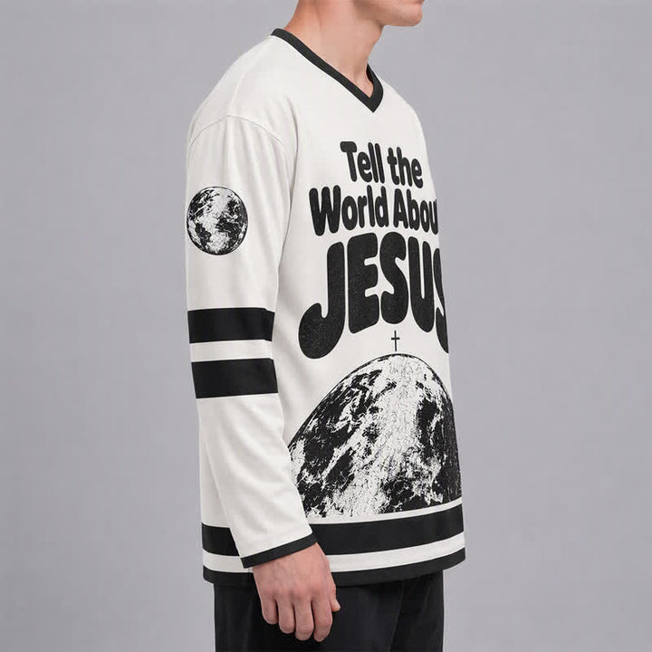Christianartworkshop Erzähl der Welt von Jesus – Schwarzes und weißes Hockeytrikot - image 5