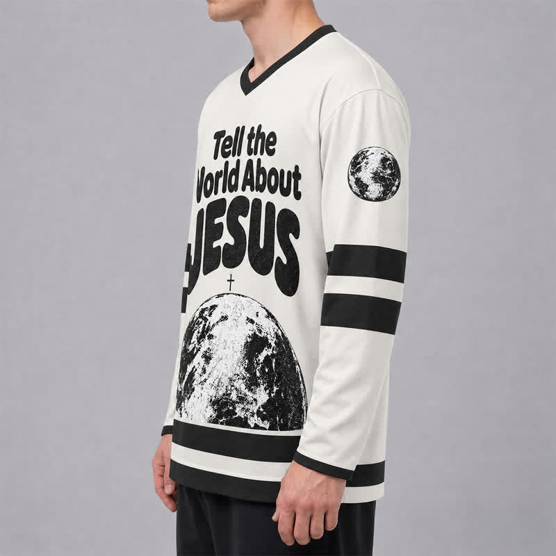 Christianartworkshop Erzähl der Welt von Jesus – Schwarzes und weißes Hockeytrikot - image 6