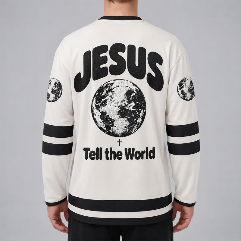 Christianartworkshop Erzähl der Welt von Jesus – Schwarzes und weißes Hockeytrikot - image 4