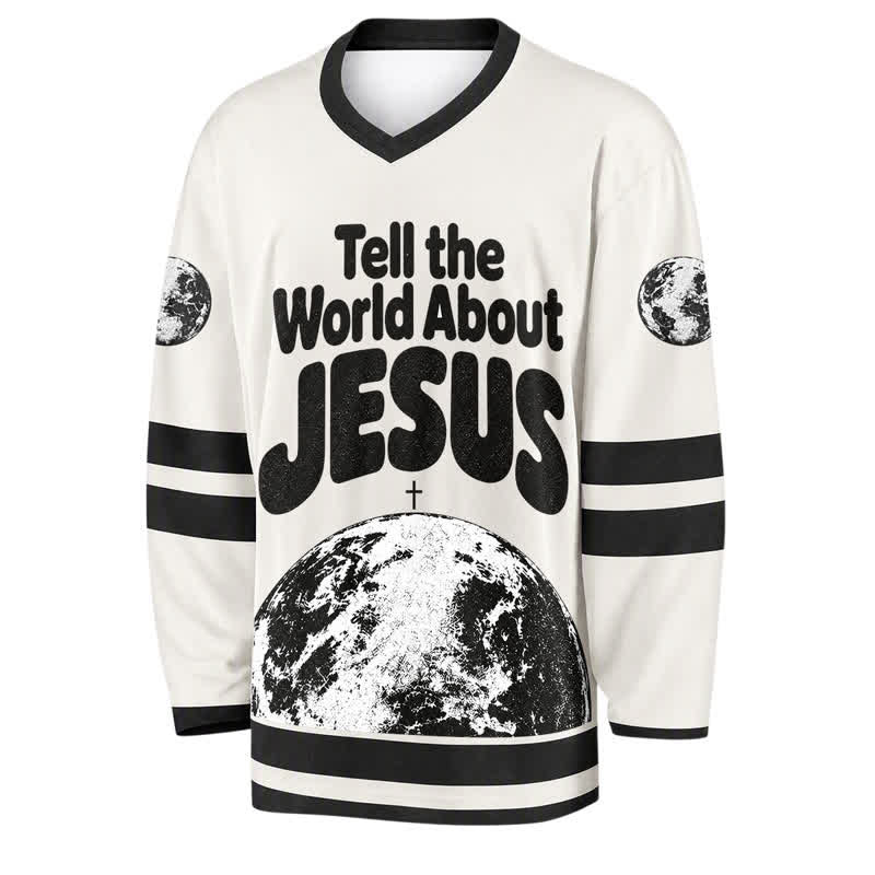 Christianartworkshop Erzähl der Welt von Jesus – Schwarzes und weißes Hockeytrikot - image 1